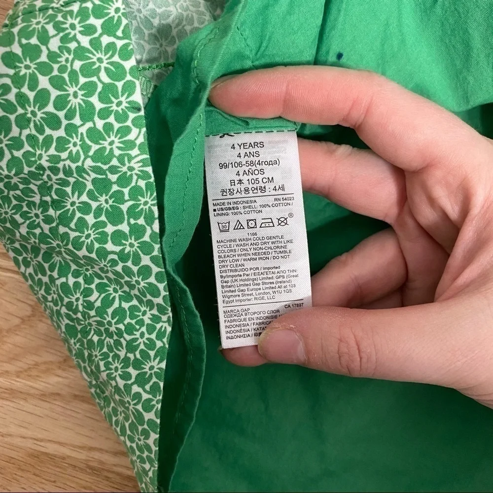 Gap Green Floral Print A-line Dress Sz 4 Kids Girl